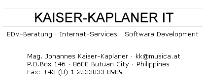 Alles rund um die Musik: Mag. Johannes Kaiser-Kaplaner · EDV-Beratung · Internet-Services · Software Development